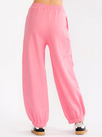 WOMEN'S ELASTIC WAIST FRONT POCKETS STARS PRINT JOGGER PANTS