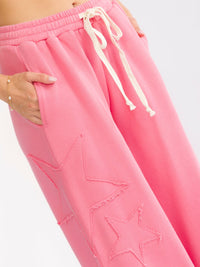 WOMEN'S ELASTIC WAIST FRONT POCKETS STARS PRINT JOGGER PANTS