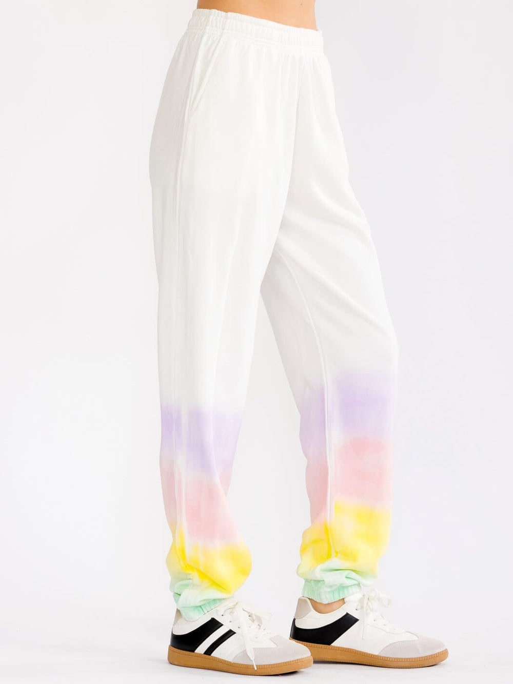 WOMEN'S ELASTIC WAIST FRONT POCKETS TIE DYE JOGGER PANTS