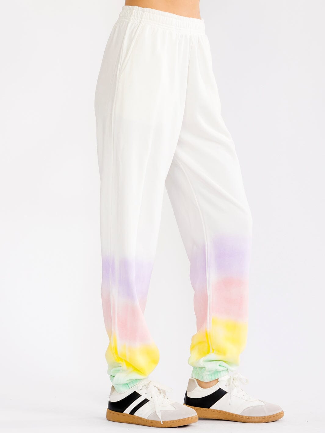 WOMEN'S ELASTIC WAIST FRONT POCKETS TIE DYE JOGGER PANTS