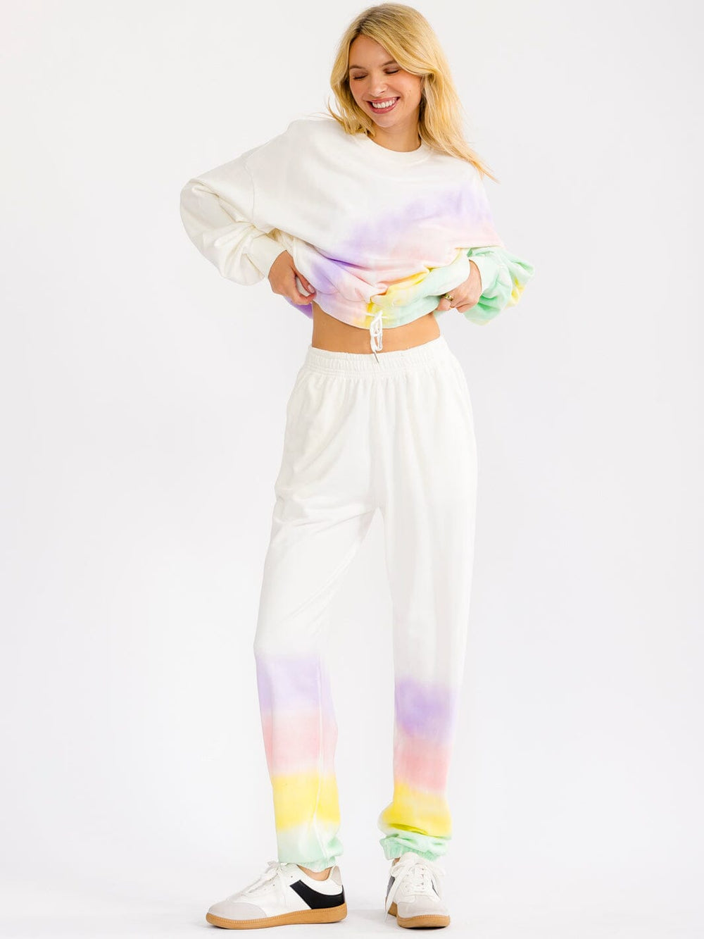 WOMEN'S LONG SLEEVE SWEATER & ELASTIC WAIST PANTS TIE DYE 2PC. SET