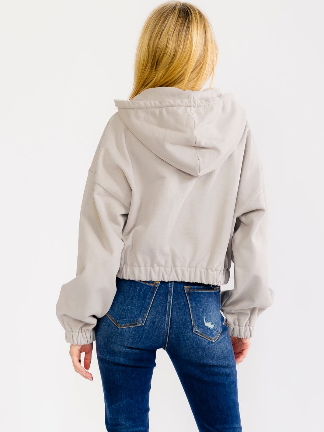WOMEN'S LONG SLEEVE ZIP UP HOODED FRONT POCKETS JACKET