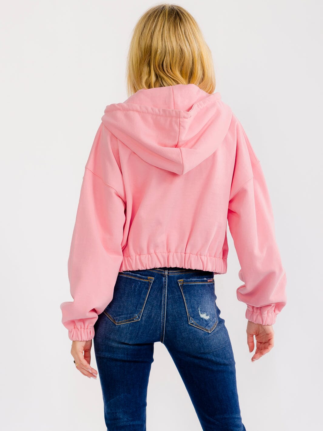 WOMEN'S LONG SLEEVE ZIP UP HOODED FRONT POCKETS JACKET