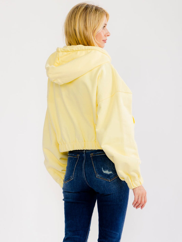 WOMEN'S LONG SLEEVE ZIP UP HOODED FRONT POCKETS JACKET