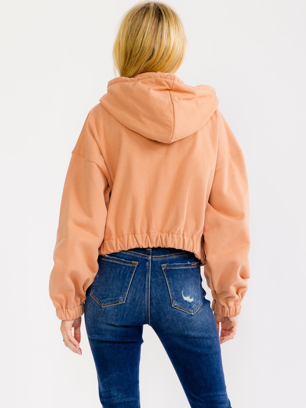 WOMEN'S LONG SLEEVE ZIP UP HOODED FRONT POCKETS JACKET