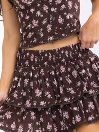 WOMEN'S SLEEVELESS TANK TOP & ELASTIC WAIST MINI SKIRT SMOCK FLORAL 2PC. SET