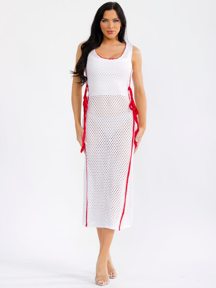 WOMEN'S SLEEVELESS COLORBLOCK KNIT COVER UP MAXI DRESS