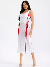 WOMEN'S SLEEVELESS COLORBLOCK KNIT COVER UP MAXI DRESS