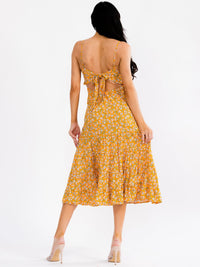 WOMEN'S SLEEVELESS V-NECK OPEN BACK FLORAL MIDI DRESS