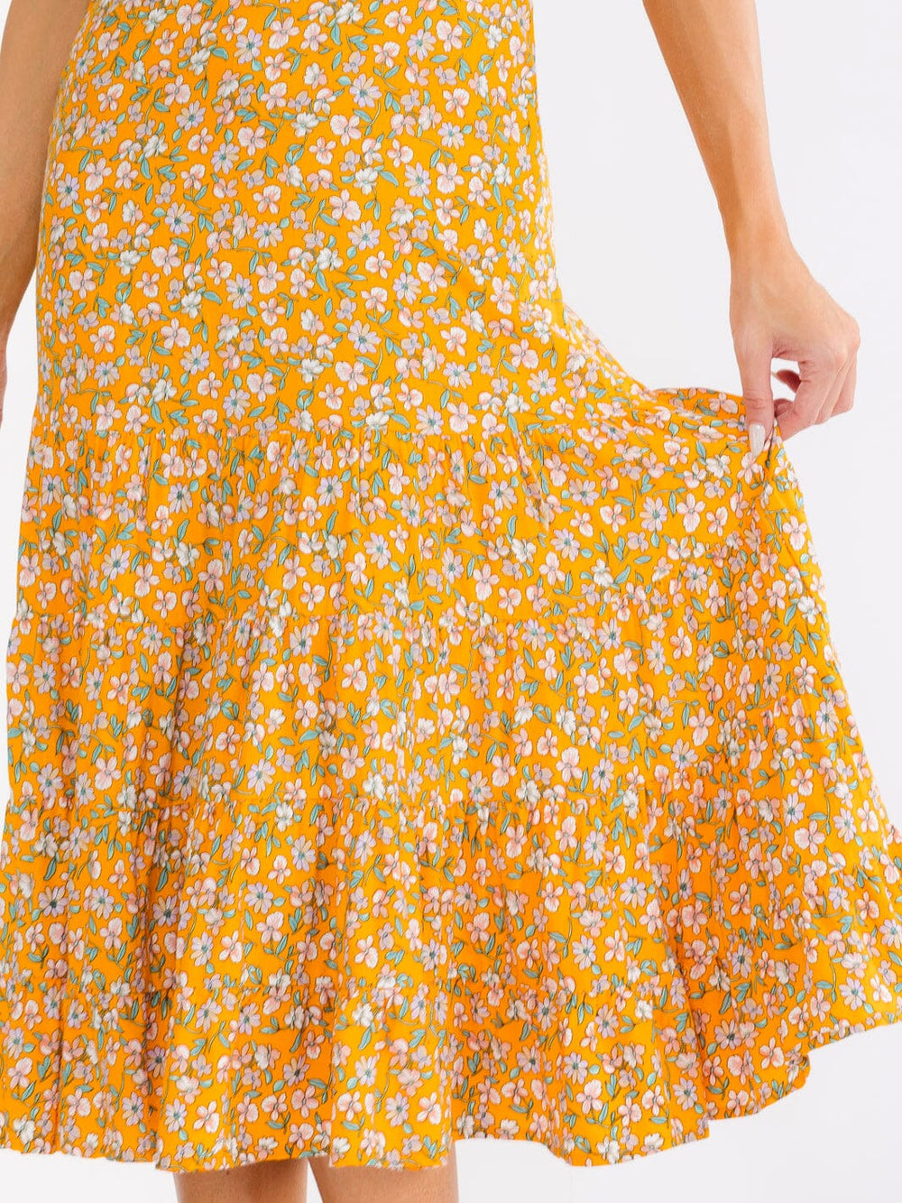 WOMEN'S SLEEVELESS V-NECK OPEN BACK FLORAL MIDI DRESS