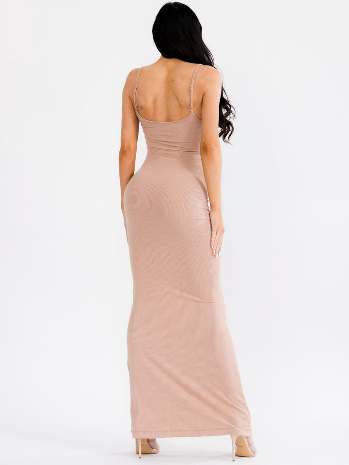 WOMEN'S SLEEVELESS RIBBED BODYCON MAXI DRESS