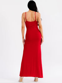 WOMEN'S SLEEVELESS LACE TRIM RIBBED BODYCON MAXI DRESS