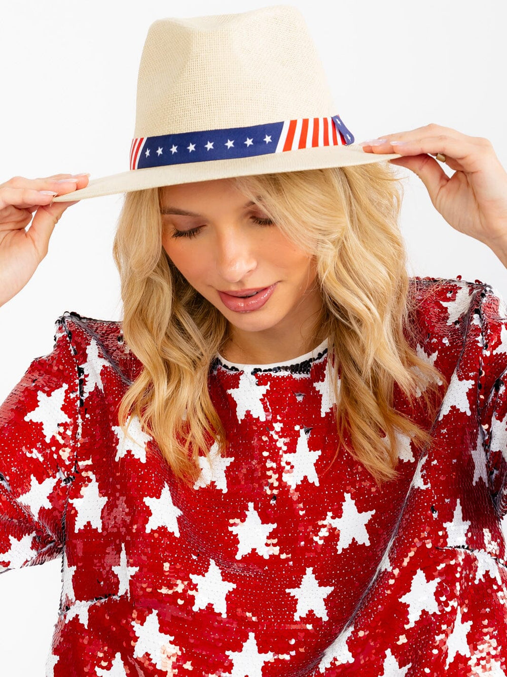 WOMEN'S USA RIBBON SUN HAT