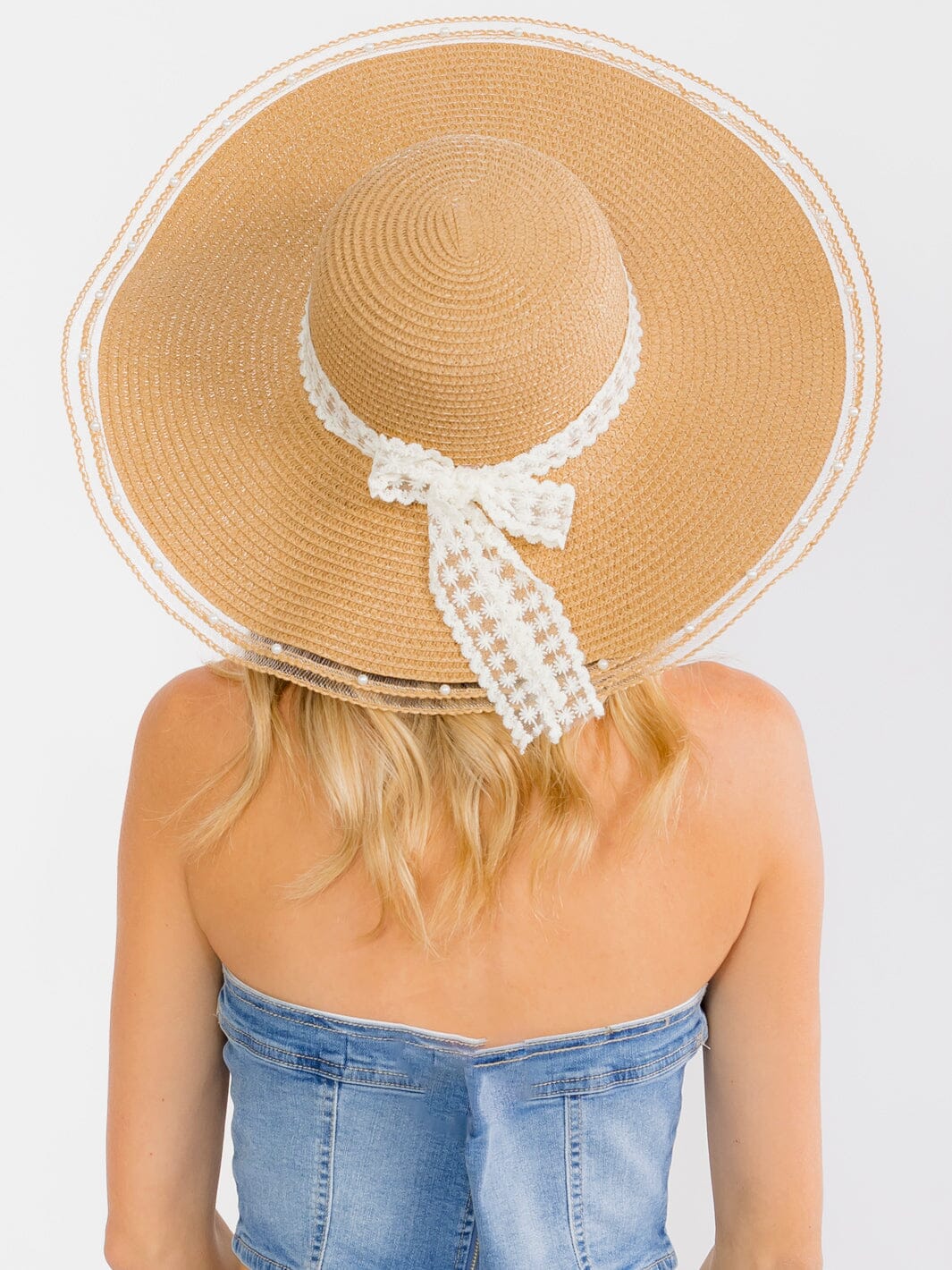 WOMEN'S LACE RIBBON SUN HAT