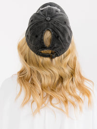 WOMEN'S ASSORTED COLORS ADJUSTABLE STRAP USA DISTRESS PONYTAIL SLOT HATS