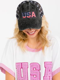 WOMEN'S ASSORTED COLORS ADJUSTABLE STRAP USA TRUCKER HATS