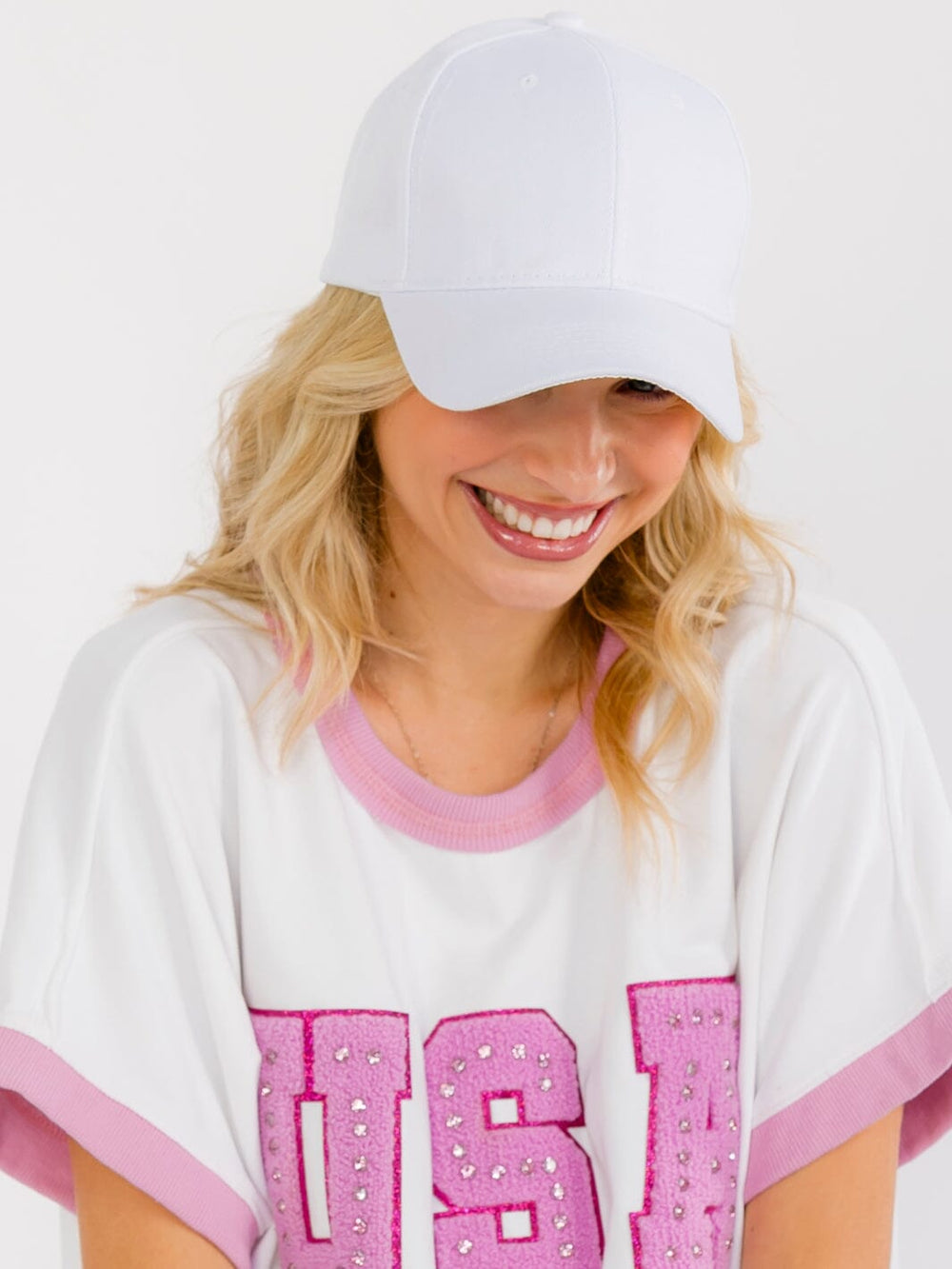 WOMEN'S SOLID ADJUSTABLE STRAP BASEBALL CAPS