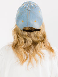 WOMEN'S ASSORTED PEARL DENIM WASHED ADJUSTABLE STRAP BASEBALL CAPS