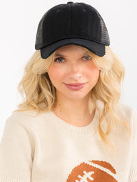 WOMEN'S ADJUSTABLE STRAP DISTRESS TRUCKER CAPS