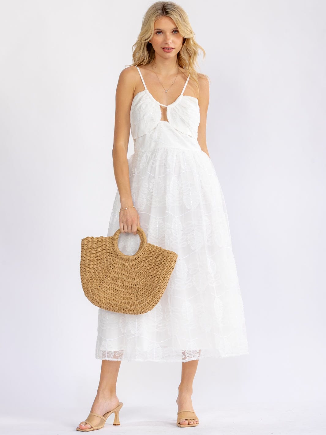JUST ME WOMEN'S SLEEVELESS V-NECK FIT & FLARE MAXI DRESS