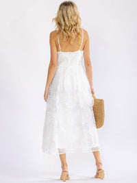 JUST ME WOMEN'S SLEEVELESS V-NECK FIT & FLARE MAXI DRESS