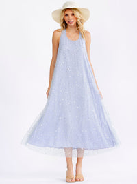 JUST ME WOMEN'S SLEEVELESS HALTER NECK SEQUINS DETAILED MAXI DRESS