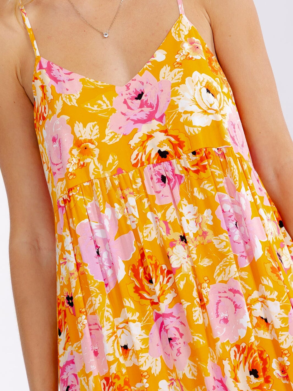 WOMEN'S SLEEVELESS FRONT POCKETS FLORAL PRINT LOOSE FIT MAXI DRESS