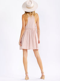 WOMEN'S SLEEVELESS FRONT POCKETS STRIPES LOOSE FIT MINI DRESS