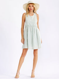 WOMEN'S SLEEVELESS FRONT POCKETS STRIPES LOOSE FIT MINI DRESS