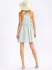 WOMEN'S SLEEVELESS FRONT POCKETS STRIPES LOOSE FIT MINI DRESS
