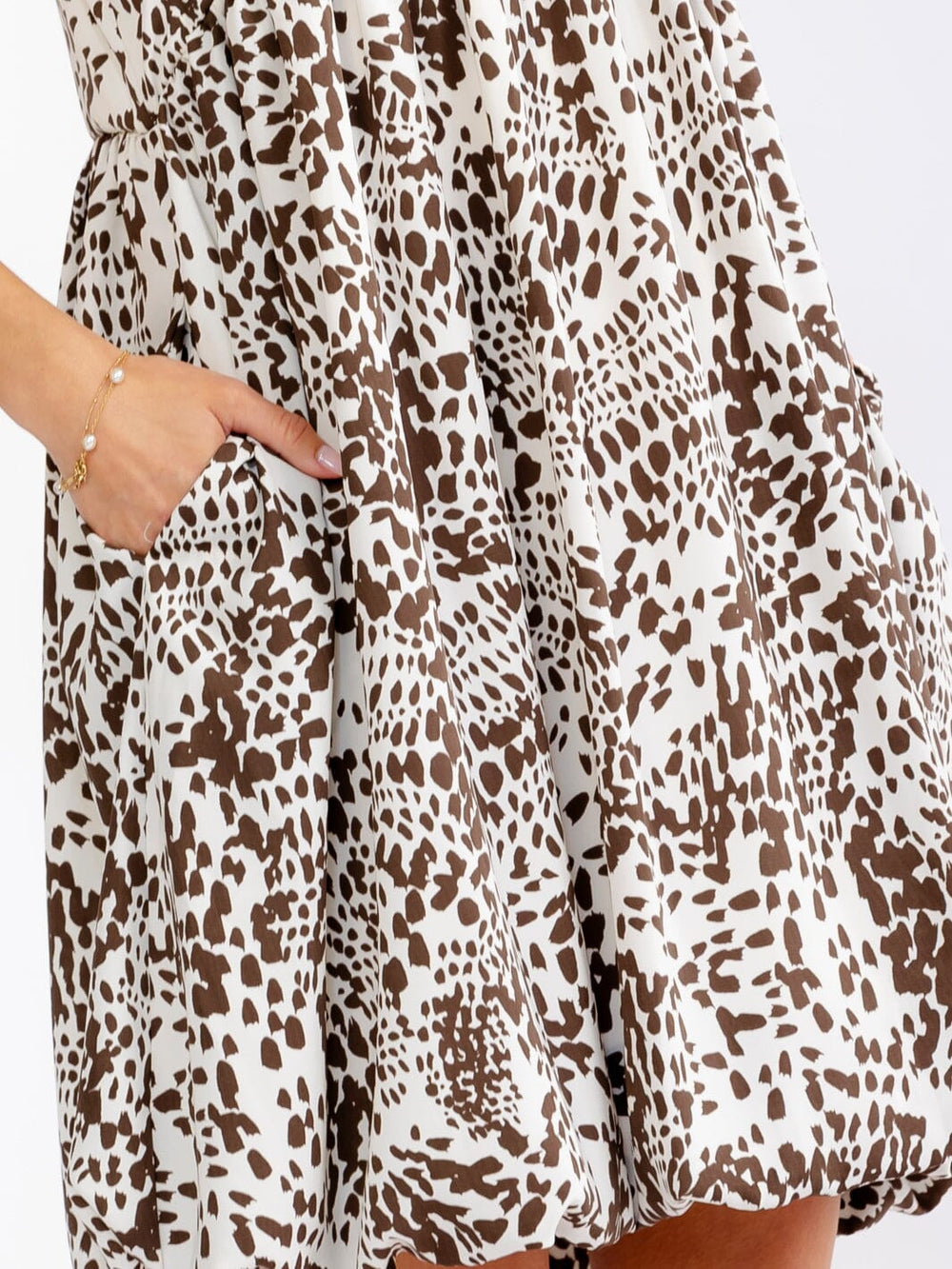 WOMEN'S SLEEVELESS FRONT POCKETS ANIMAL PRINT MINI DRESS