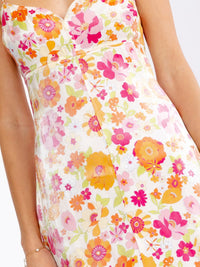 WOMEN'S SLEEVELESS V-NECK FLORAL BODYCON MINI DRESS