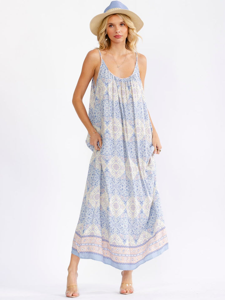 WOMEN'S SLEEVELESS PAISLEY PRINT LOOSE FIT MAXI DRESS