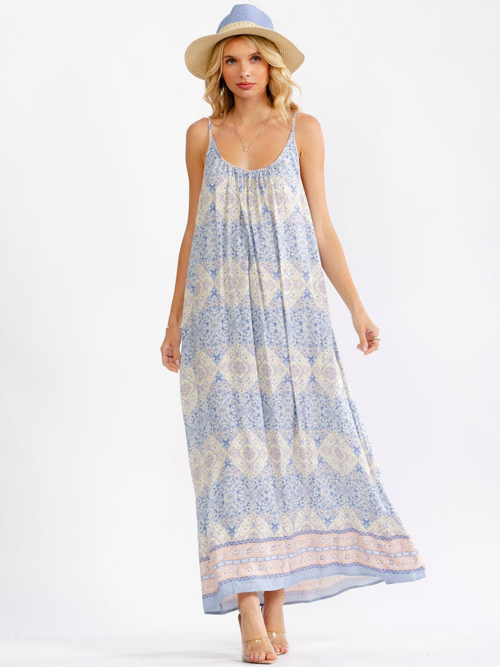 WOMEN'S SLEEVELESS PAISLEY PRINT LOOSE FIT MAXI DRESS