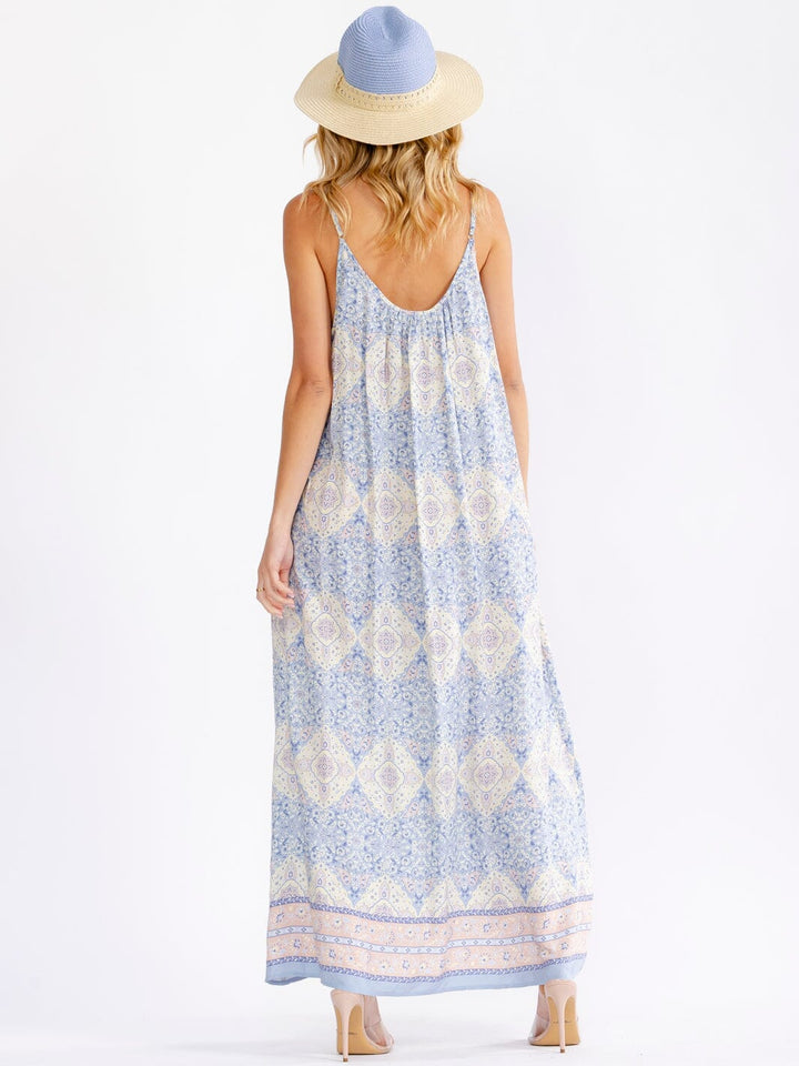 WOMEN'S SLEEVELESS PAISLEY PRINT LOOSE FIT MAXI DRESS
