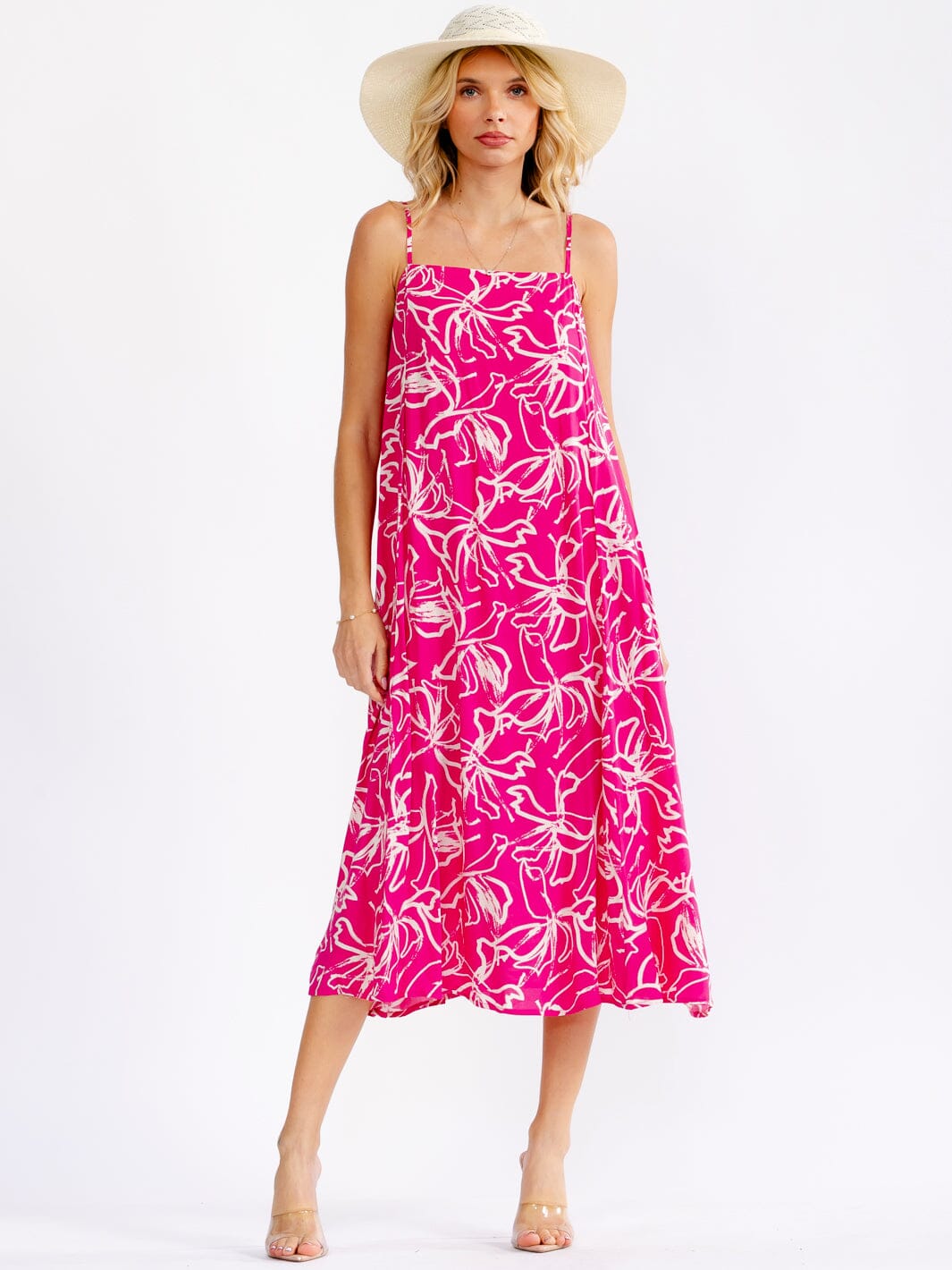 WOMEN'S SLEEVELESS SQUARE NECK MULTI PRINT MAXI DRESS