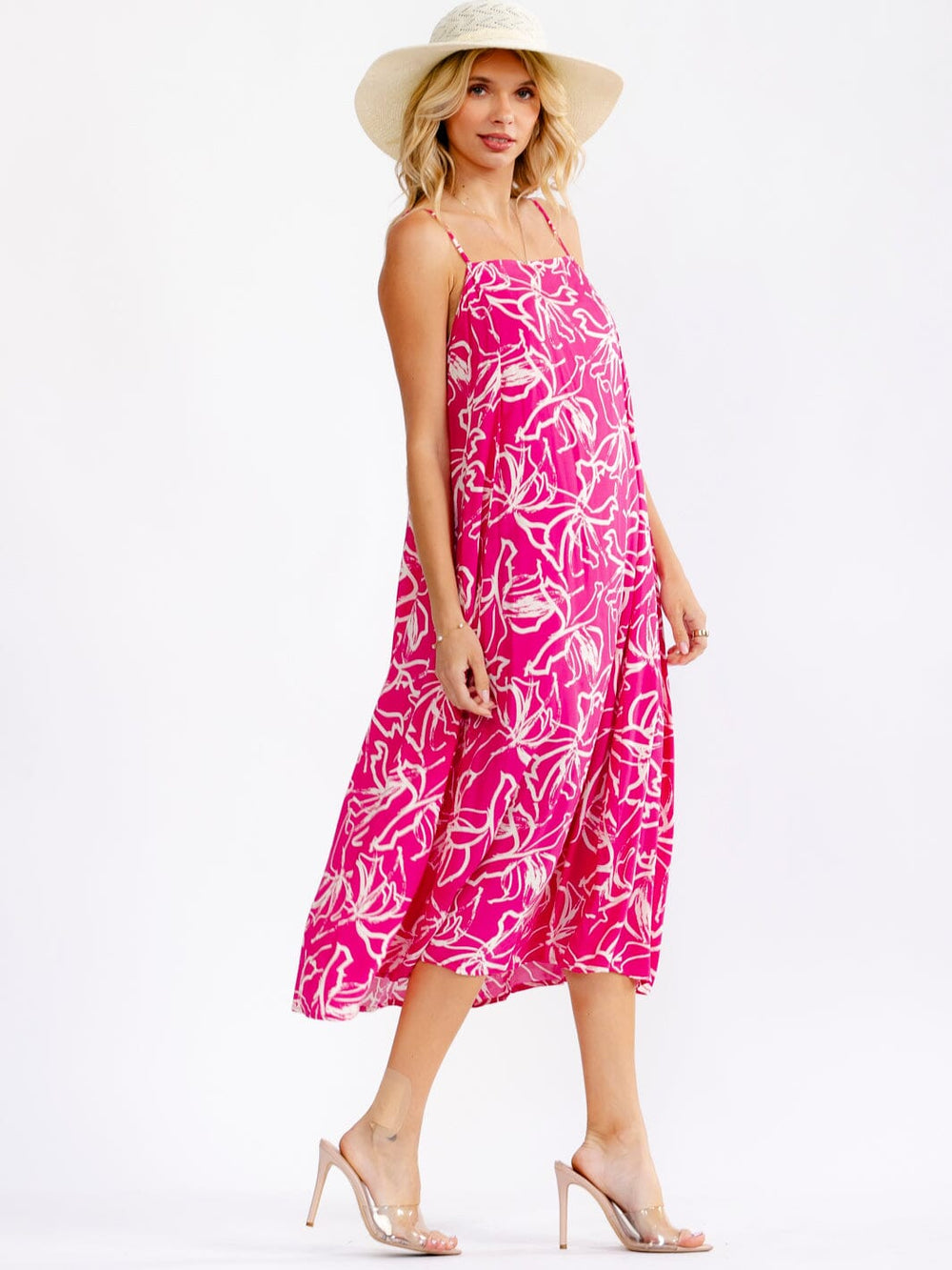 WOMEN'S SLEEVELESS SQUARE NECK MULTI PRINT MAXI DRESS