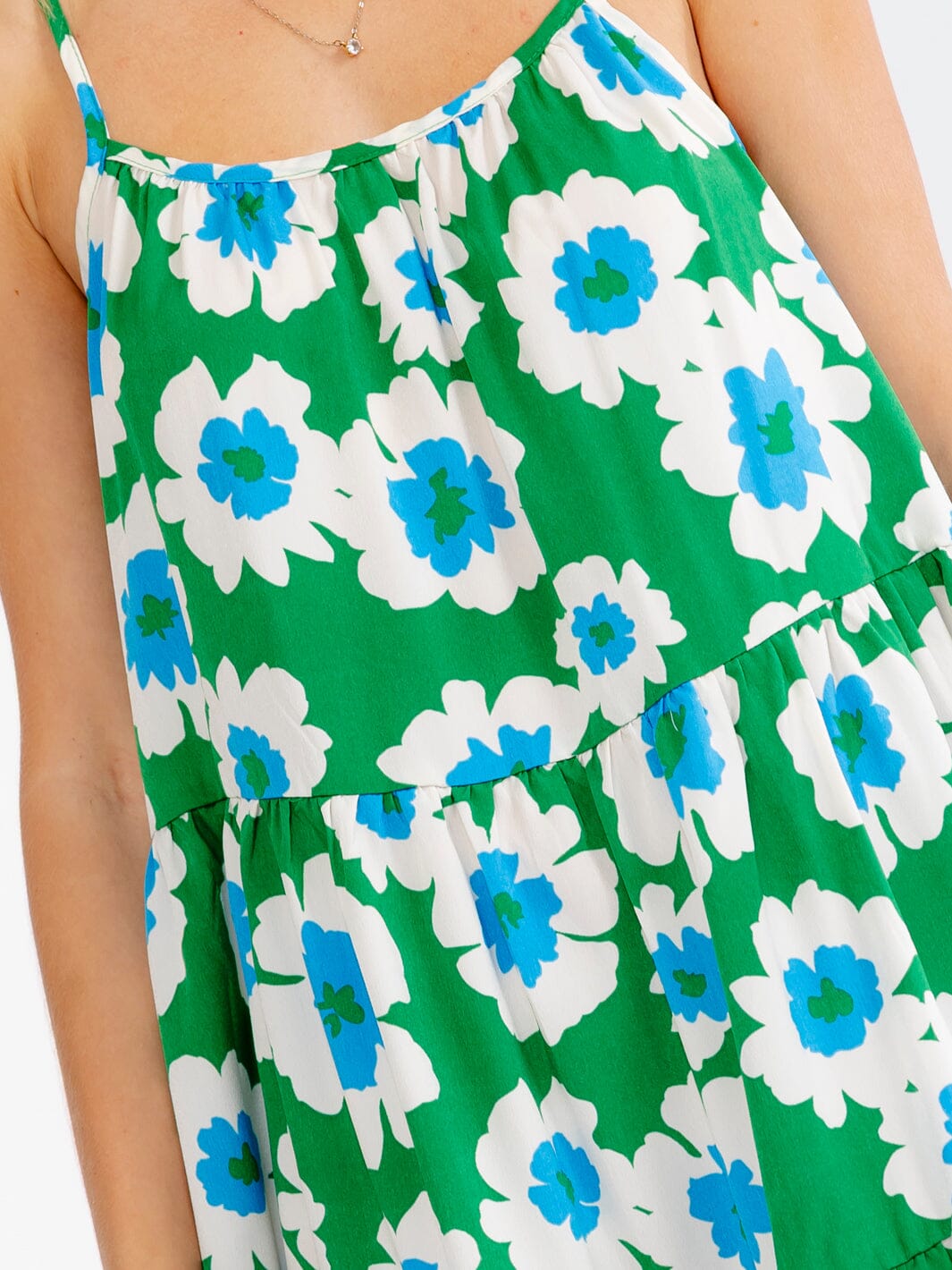 WOMEN'S SLEEVELESS LOOSE FIT TIERED FLORAL MINI DRESS