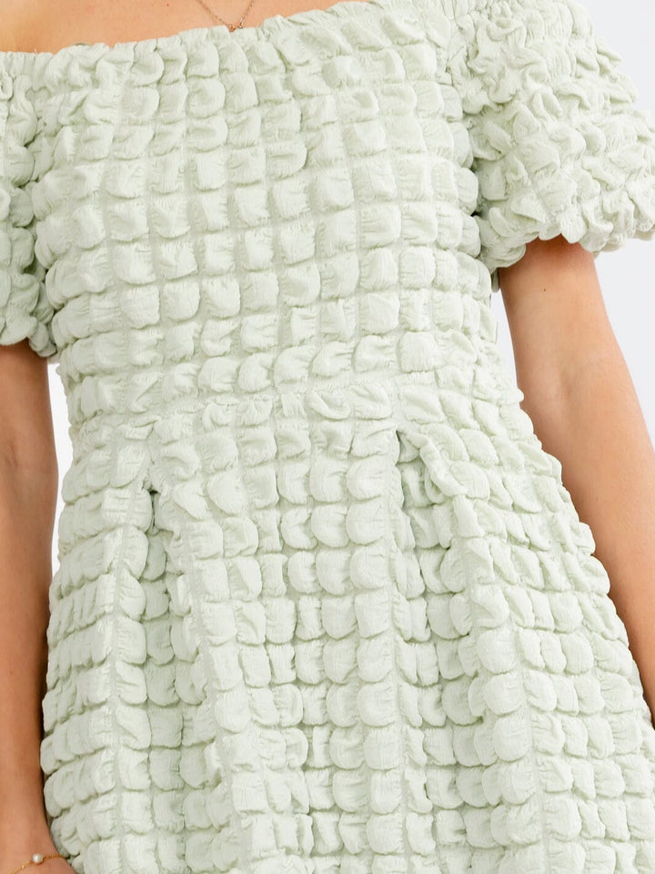 WOMEN'S SHORT SLEEVE OFF SHOULDER FRONT POCKETS DETAILED MIDI DRESS
