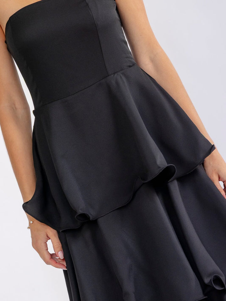 WOMEN'S SLEEVELESS RUFFLE TIERED TUBE MAXI DRESS