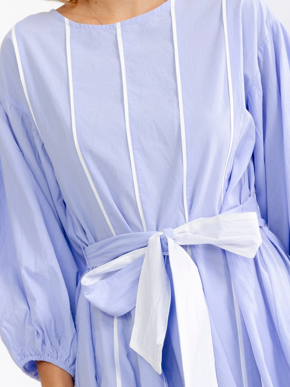 WOMEN'S 3/4 SLEEVES SELF TIE FIT & FLARE MINI DRESS
