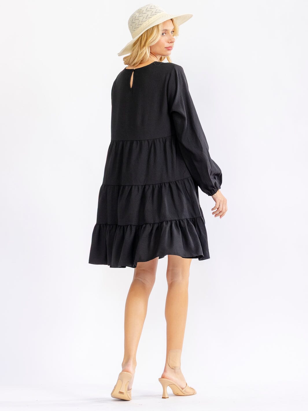WOMEN'S LONG SLEEVE TIERED TUNIC MINI DRESS