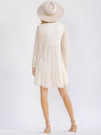 WOMEN'S LONG SLEEVE BUTTON UP LACE LOOSE FIT MINI DRESS