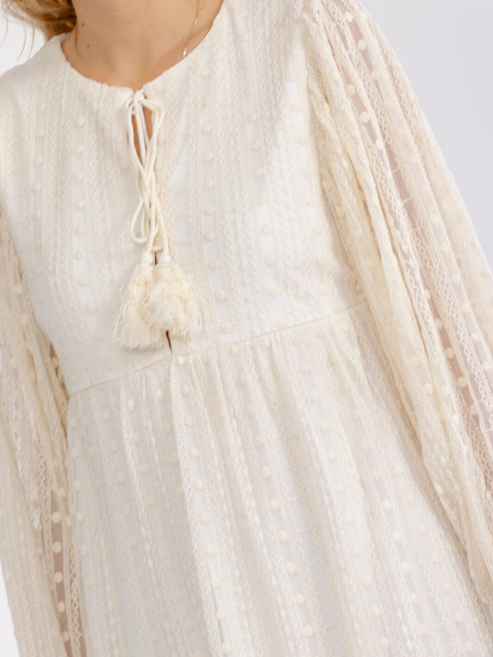 WOMEN'S LONG SLEEVE BUTTON UP LACE LOOSE FIT MINI DRESS