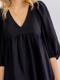 WOMEN'S 3/4 SLEEVE V-NECK LOOSE FIT MINI DRESS