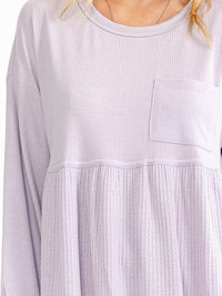 WOMEN'S LONG SLEEVE FRONT POCKET LOOSE FIT MINI DRESS