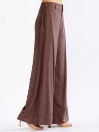 WOMEN'S BUTTON CLOSURE FRONT POCKETS WIDE LEG PANTS