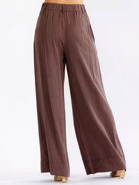 WOMEN'S BUTTON CLOSURE FRONT POCKETS WIDE LEG PANTS