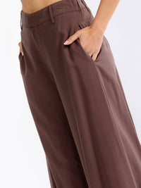 WOMEN'S BUTTON CLOSURE FRONT POCKETS WIDE LEG PANTS