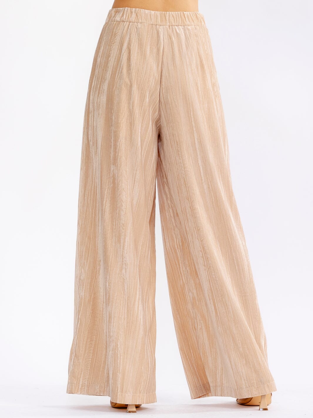 WOMEN'S BUTTON CLOSURE FRONT POCKETS WIDE LEG PANTS